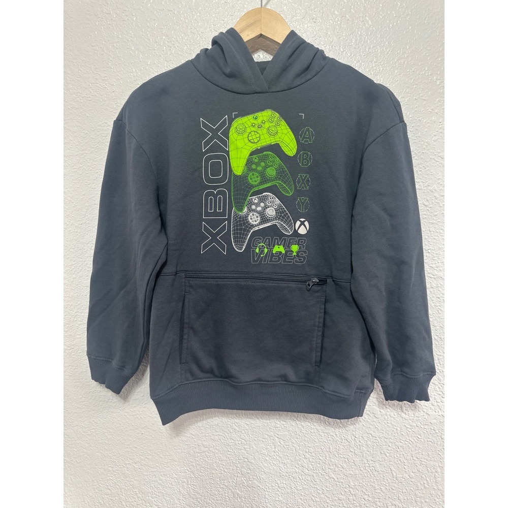 Xbox Gamer Vibes Hoodie Kids Charcoal Gray Controller Graphic Sweatshirt MD